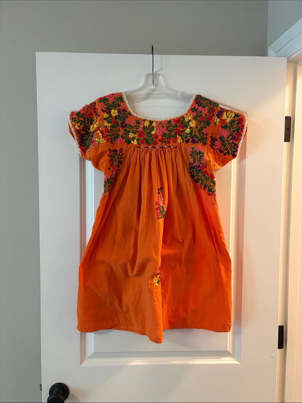 Embroidered Orange Girls' Mexican Dress